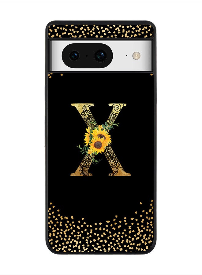 Stylizedd Rugged Black Edge case for Google Pixel 8, Slim fit Flexible   Custom Monogram Initial Letter Mandala Floral Pattern Alphabet- X (Black) - Image 1