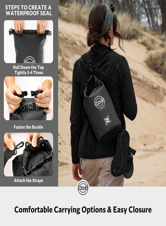 STOVER 5/10/25/30/40/55L Waterproof Backpack- Floating Dry Bag for Kayaking, Travel, Beach, Hiking, & Camping, Men/Women, 5l Black, 5L, Dry Bag - Image 5