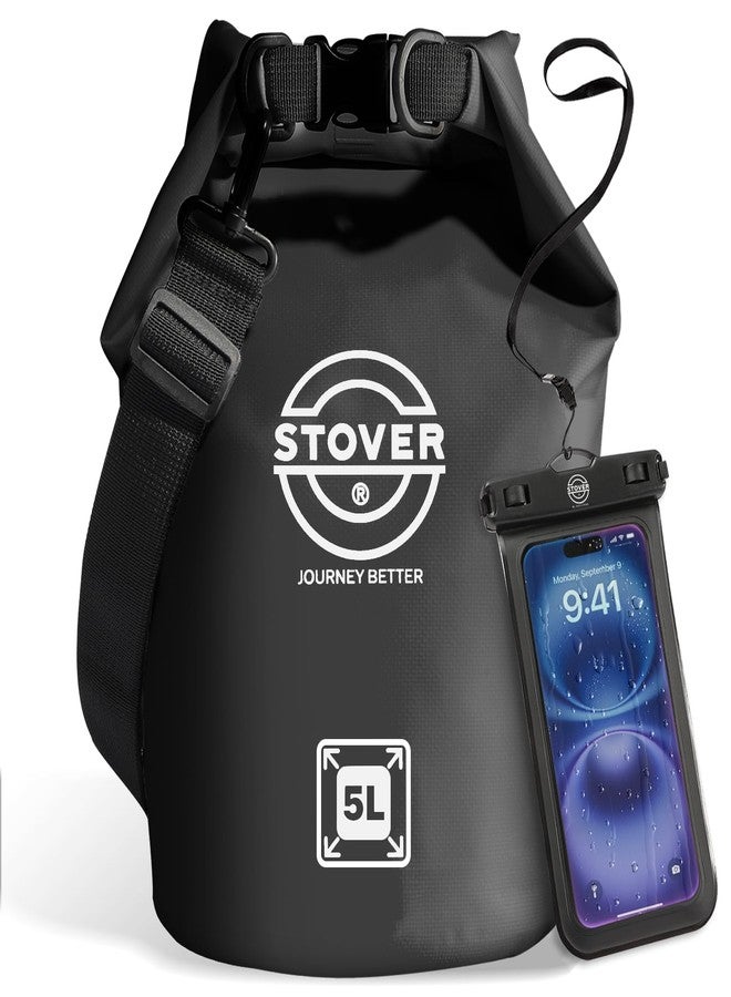 STOVER 5/10/25/30/40/55L Waterproof Backpack- Floating Dry Bag for Kayaking, Travel, Beach, Hiking, & Camping, Men/Women, 5l Black, 5L, Dry Bag - Image 1