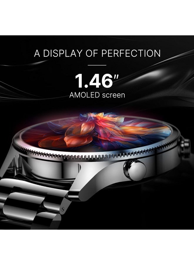 Noise Noise Halo Plus Elite Edition Smartwatch with 1.46" Super AMOLED Display, Stainless Steel Finish Metallic Straps, 4-Stage Sleep Tracker, Smart Watch for Men and Women (Elite Blue - Image 3