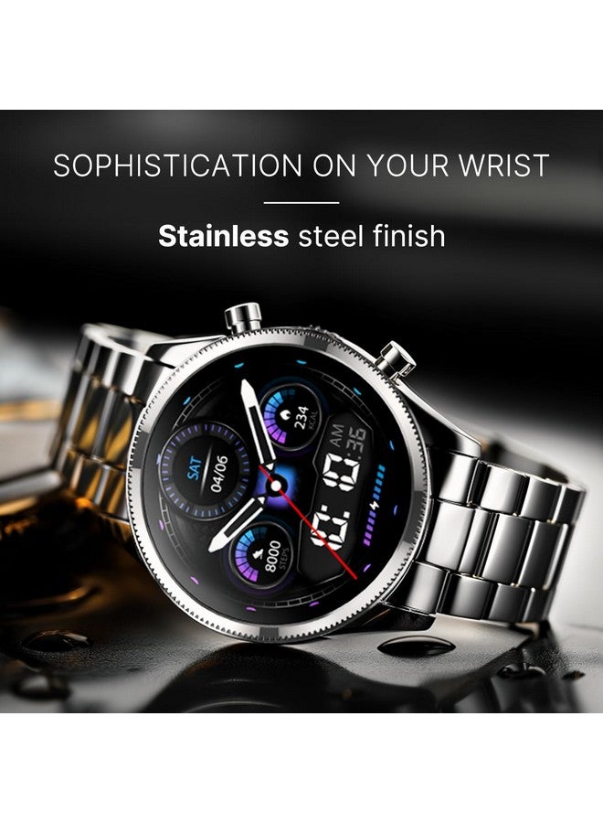 Noise Noise Halo Plus Elite Edition Smartwatch with 1.46" Super AMOLED Display, Stainless Steel Finish Metallic Straps, 4-Stage Sleep Tracker, Smart Watch for Men and Women (Elite Blue - Image 2