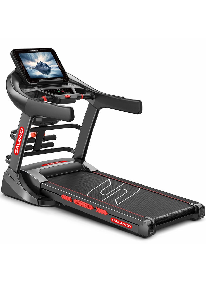 Sparnod Fitness - Sparnod Fitness STH-5730 Treadmill for Home Use | 7HP Peak DC Motor, Auto Incline, 15.6” Touch Screen, Bluetooth Speaker, Hydraulic Foldable Running Machine for Home Gym, 150Kg Capacity, Shock Absorption - Image 1