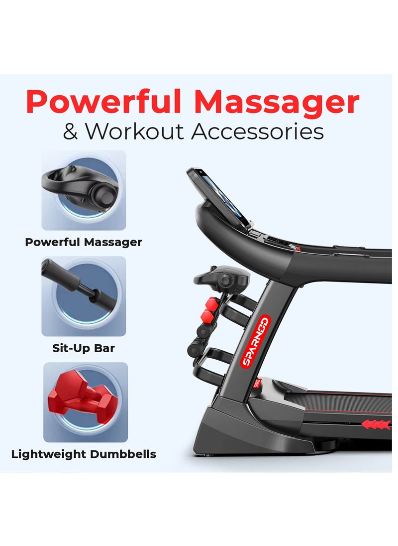 Sparnod Fitness - Sparnod Fitness STH-5730 Treadmill for Home Use | 7HP Peak DC Motor, Auto Incline, 15.6” Touch Screen, Bluetooth Speaker, Hydraulic Foldable Running Machine for Home Gym, 150Kg Capacity, Shock Absorption - Image 1