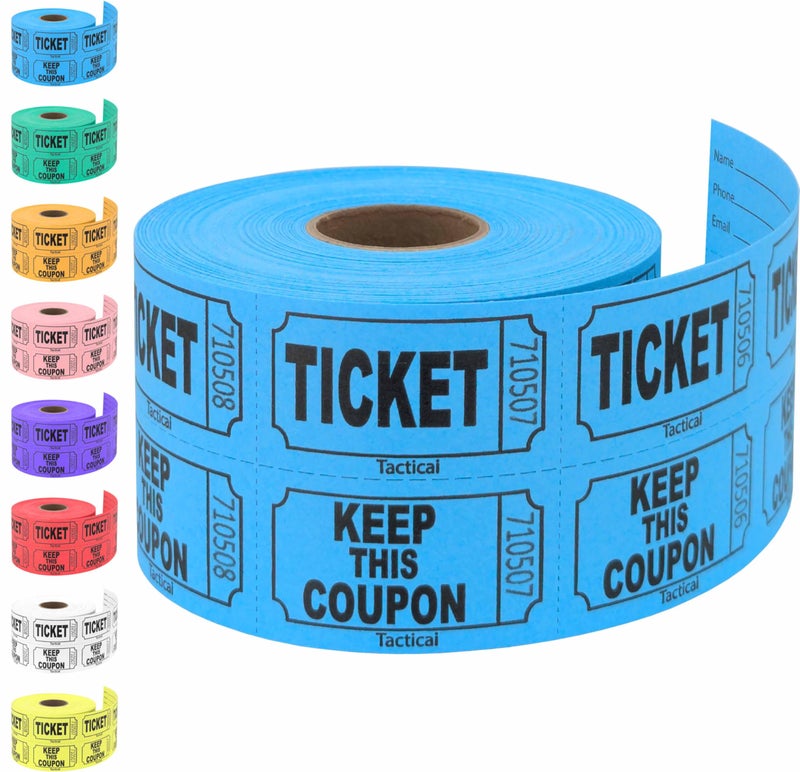 Tacticai 500 Raffle Tickets, Blue (1 of 8 Colors), Double Roll, Ticket for Events, Entry, Class Reward, Fundraiser & Prizes - Image 5