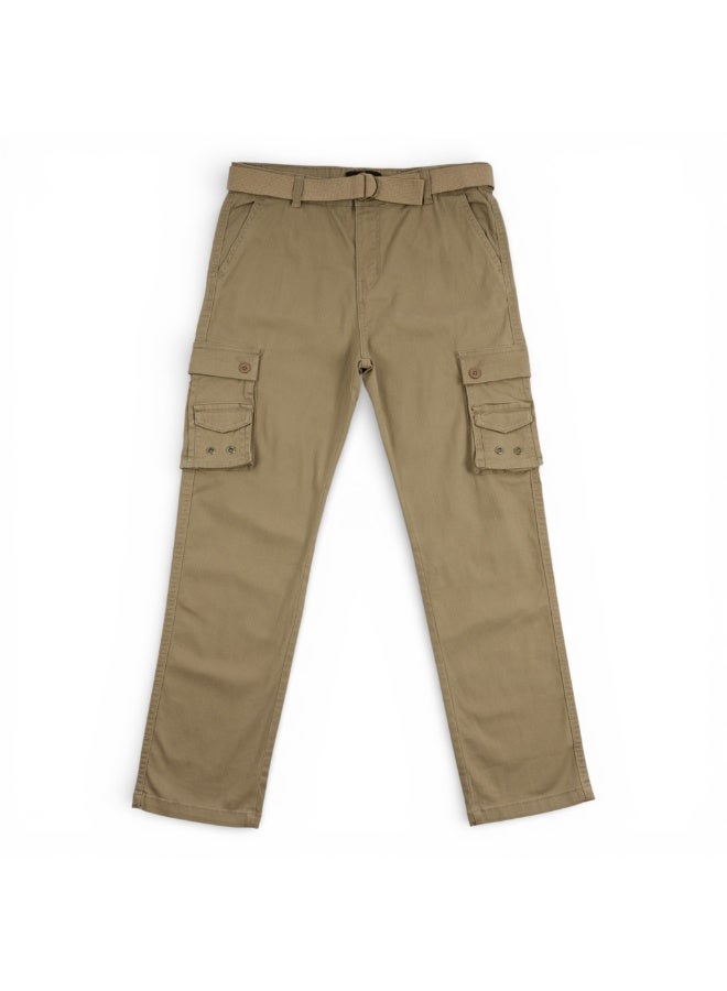 MARWAN Boys Twill Cargo Pants with Adjustable Waist Belt - Image 1