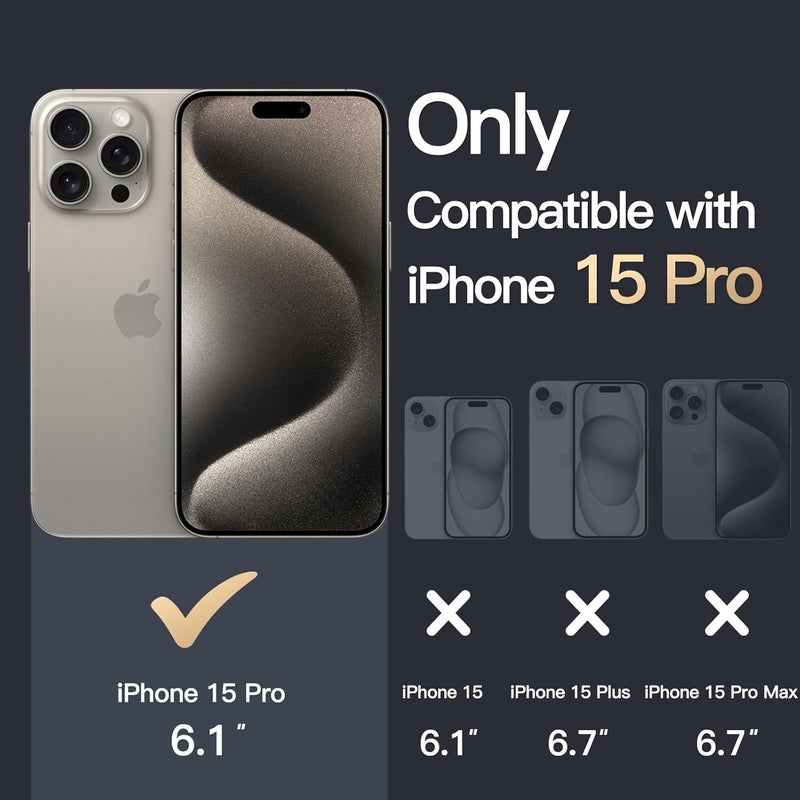 جي تيك جراب لهاتف iPhone 15 Pro مقاس 6.1 بوصة، غطاء ممتص للصدمات مقاوم للصدمات غير قابل للاصفرار، ظهر شفاف مضاد للخدش من التيتانيوم الطبيعي - Image 2