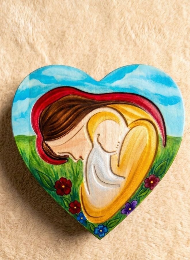 Fatio Heart-Shaped DIY Wooden Keepsake Box for Moms – Personalized Mother’s Day Gift Box with Paint Kit - Image 4