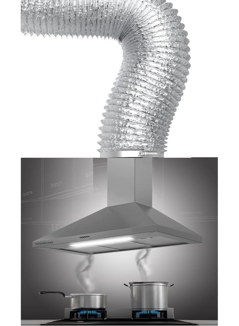 Flexible aluminum thermal expandable vent - for kitchen, bathroom and air conditioning extractor fan (chimney and vent 5 meters 10 inches) - Image 1