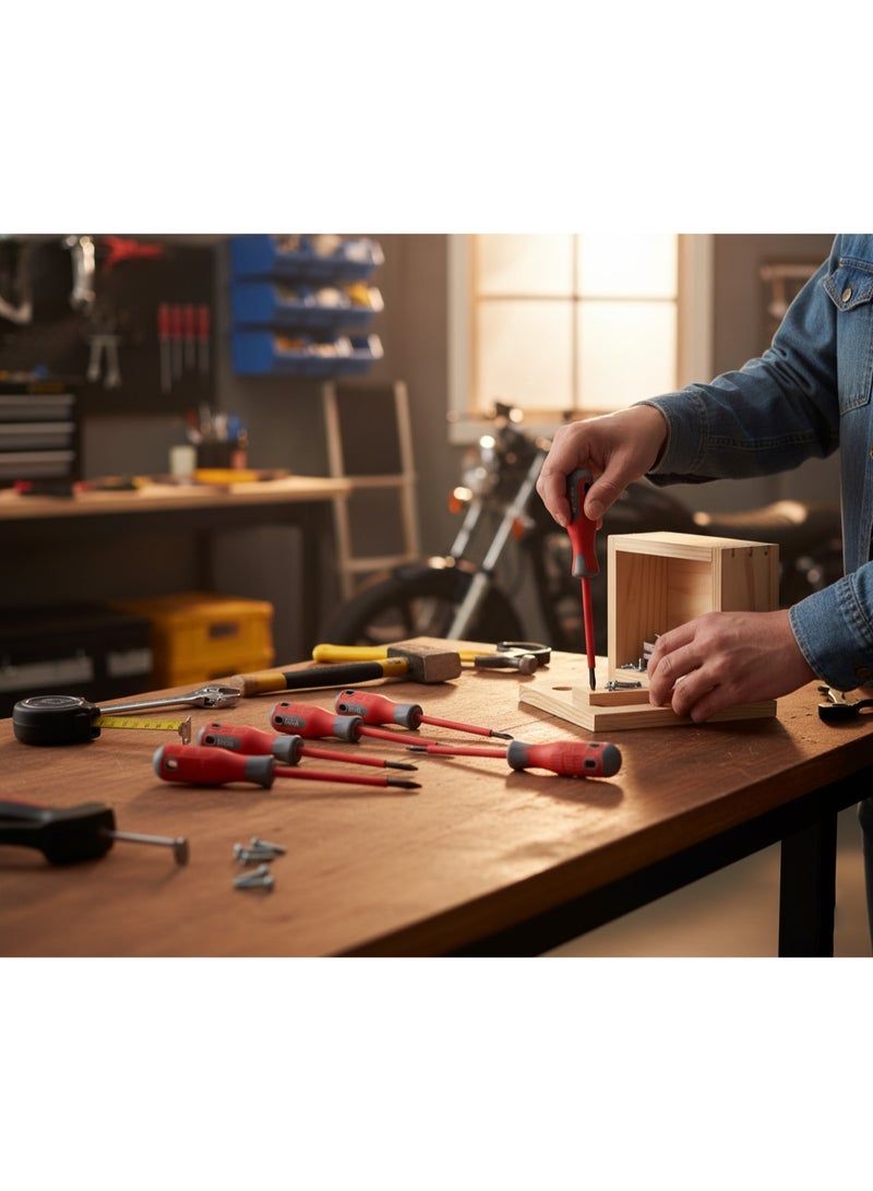 مجموعة مفكات معزولة (PH و شق) – 6 قطع – مختبرة حتى 10,000 فولت – مقبض مريح ثنائي المواد لراحة وأمان الاستخدام - Image 2