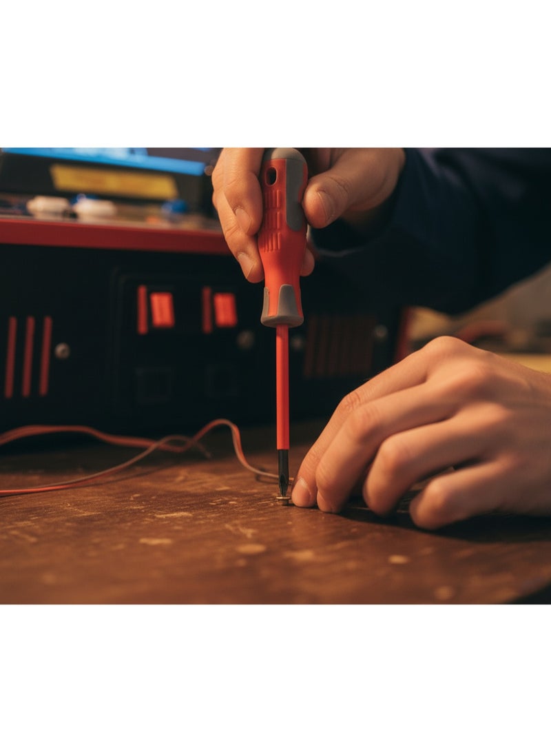 مجموعة مفكات معزولة (PH و شق) – 6 قطع – مختبرة حتى 10,000 فولت – مقبض مريح ثنائي المواد لراحة وأمان الاستخدام - Image 5