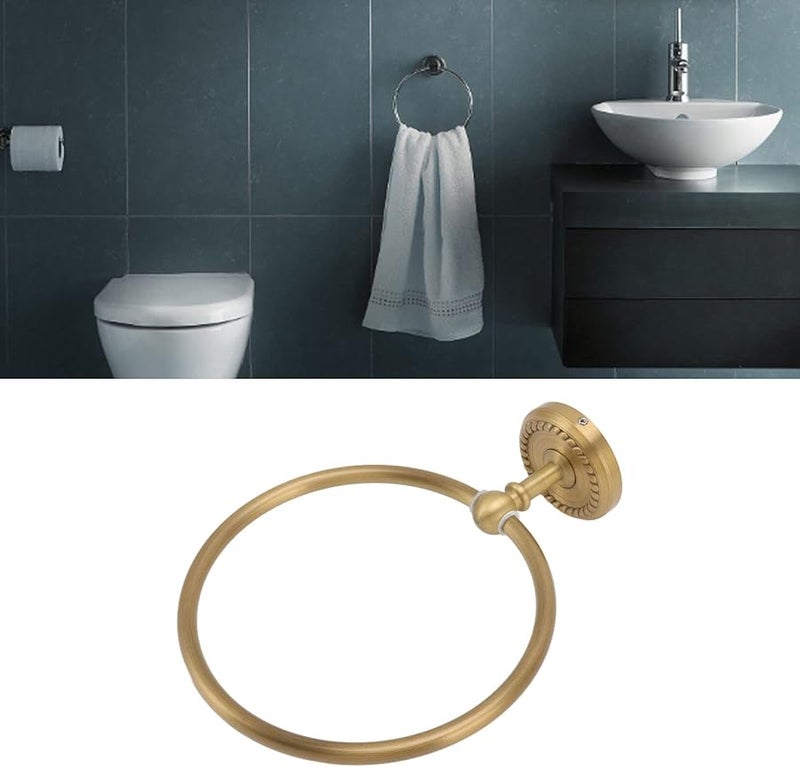 Antique Brass Towel Ring Stainless Steel Rustproof Bathroom Towel Holder Easy Install - Image 4