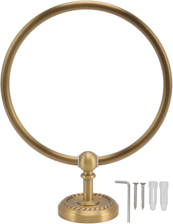 Antique Brass Towel Ring Stainless Steel Rustproof Bathroom Towel Holder Easy Install - Image 1