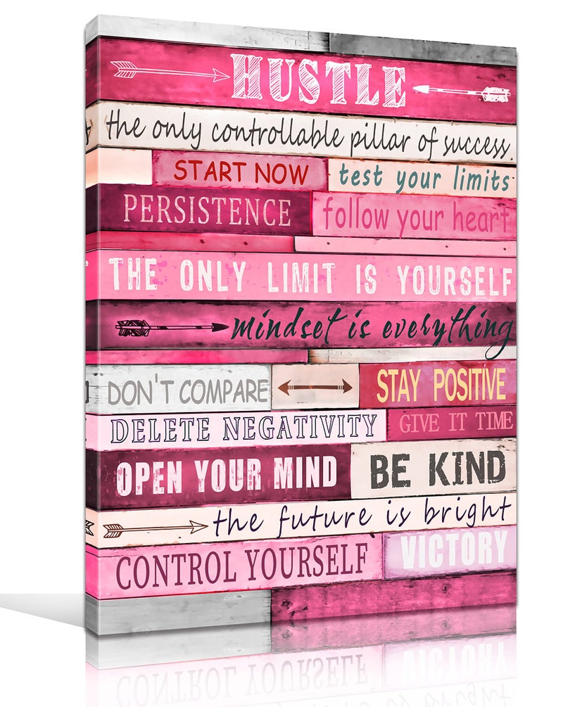 THRLVEART Pink Motivational WallDecor Inspirational Canvas Poster Inspirational Wall Art For Bedroom Girls Ready To Hang Size 16 x 12