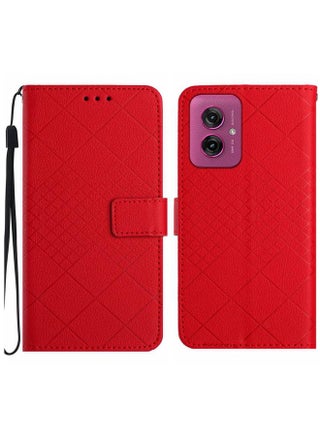 For Motorola Moto G55 5G Rhombic Grid Texture Leather Phone Case(Red) - pzsku/Z93D149E6BB57660375C2Z/45/_/1739624128/9dcb849b-75c1-4d6a-8a88-9a4ec202796c