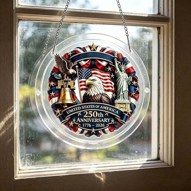 Indoor Window Sun Catcher - 250th USA Flag Eagle Acrylic Puzzle,4th Of July Outdoor Suncatcher,For Memorial Day, Home, Wall, Living Room, Bedroom, Entrance, - Image 2
