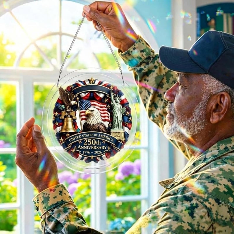 Indoor Window Sun Catcher - 250th USA Flag Eagle Acrylic Puzzle,4th Of July Outdoor Suncatcher,For Memorial Day, Home, Wall, Living Room, Bedroom, Entrance, - Image 3