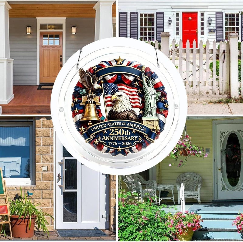 Indoor Window Sun Catcher - 250th USA Flag Eagle Acrylic Puzzle,4th Of July Outdoor Suncatcher,For Memorial Day, Home, Wall, Living Room, Bedroom, Entrance, - Image 4
