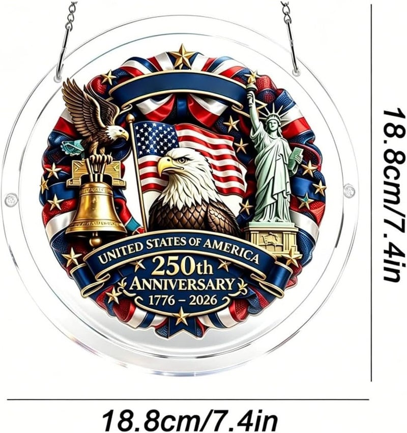 Indoor Window Sun Catcher - 250th USA Flag Eagle Acrylic Puzzle,4th Of July Outdoor Suncatcher,For Memorial Day, Home, Wall, Living Room, Bedroom, Entrance, - Image 5