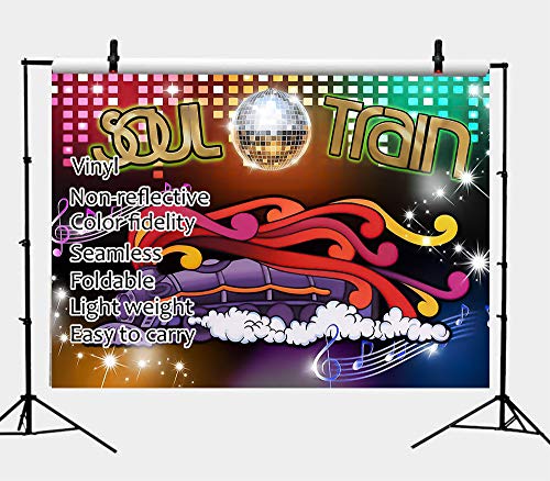 Qian 70's Theme Photography Backdrop 70's and 80's Disco Dancing Prom Party Decoration Supplies Neon Glow Photo Background Studio Props Banner 7x5ft - Image 3