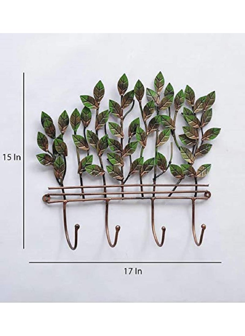 World Decor World Decor 4 Hooks Leaf for Key Clothes and Mask Holder Metal AbstractWall SculptureWall HangingWall Art Multicolor for Home DecorationLiving RoomOfficeCafeBedroom 17 x03x15 In  - Image 2