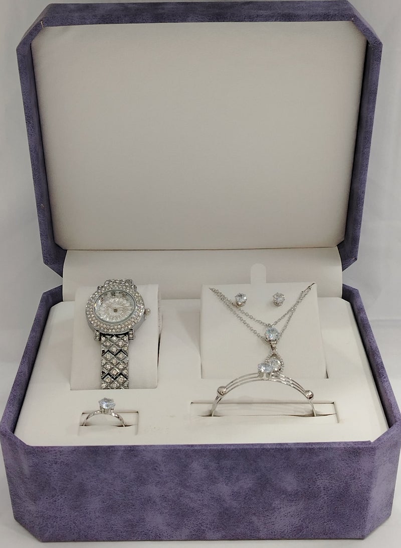 Generic Soft and elegant women's sets, zircon, steel watch 