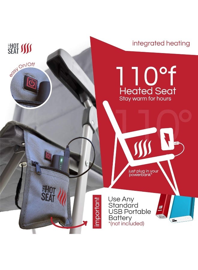 POP Design The Hot Seat, USB Heated Portable Camping Chair, Perfect for Outdoor, Sports, Beach, or Picnics. (Battery Pack Not Included) - Image 1