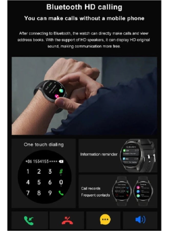 ارواق ساعة ZW60 الذكية - شاشة AMOLED عالية الدقة مقاس 1.43 بوصة، مكالمات بلوتوث، متتبع اللياقة البدنية، مراقبة SpO2 وضغط الدم، مقاومة للماء IP68، للرجال والنساء - أزرق - Image 5