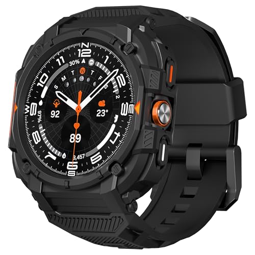 Suoman for Samsung Galaxy Watch 7/8 Ultra 47mm (2024/2025) Case with Band, [No Tempered Glass] Rugged+ All-Round TPE Matte Protective Cover Bumper -Black ﻿ - Image 1