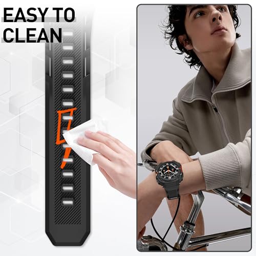 Suoman for Samsung Galaxy Watch 7/8 Ultra 47mm (2024/2025) Case with Band, [No Tempered Glass] Rugged+ All-Round TPE Matte Protective Cover Bumper -Black ﻿ - Image 3