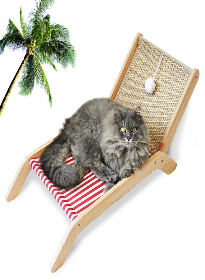 PETKARAY Beach Chair Cat Hammock, Elevated Cat Beds for Indoor Cats, Original Cozy Lounger with Sisal Scratcher and Toy Ball - Image 1
