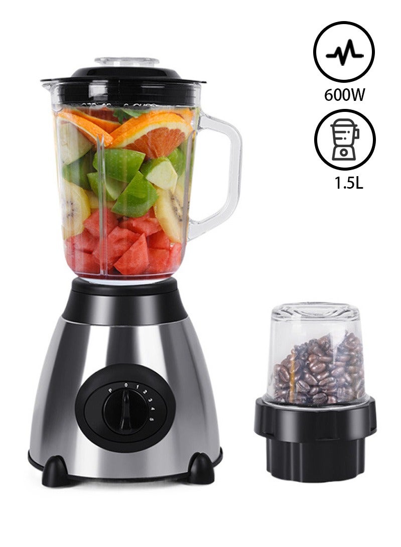 Bolivia's 2-in-1 Electric Blender with Grinder, 1.5L Glass Jar & 300ml Grinding Mill, Stainless Steel Blades, 5-Speed & Pulse Control, 600W Motor, Perfect for Smoothies, Coffee, Herbs, Spices and Nuts - Image 1
