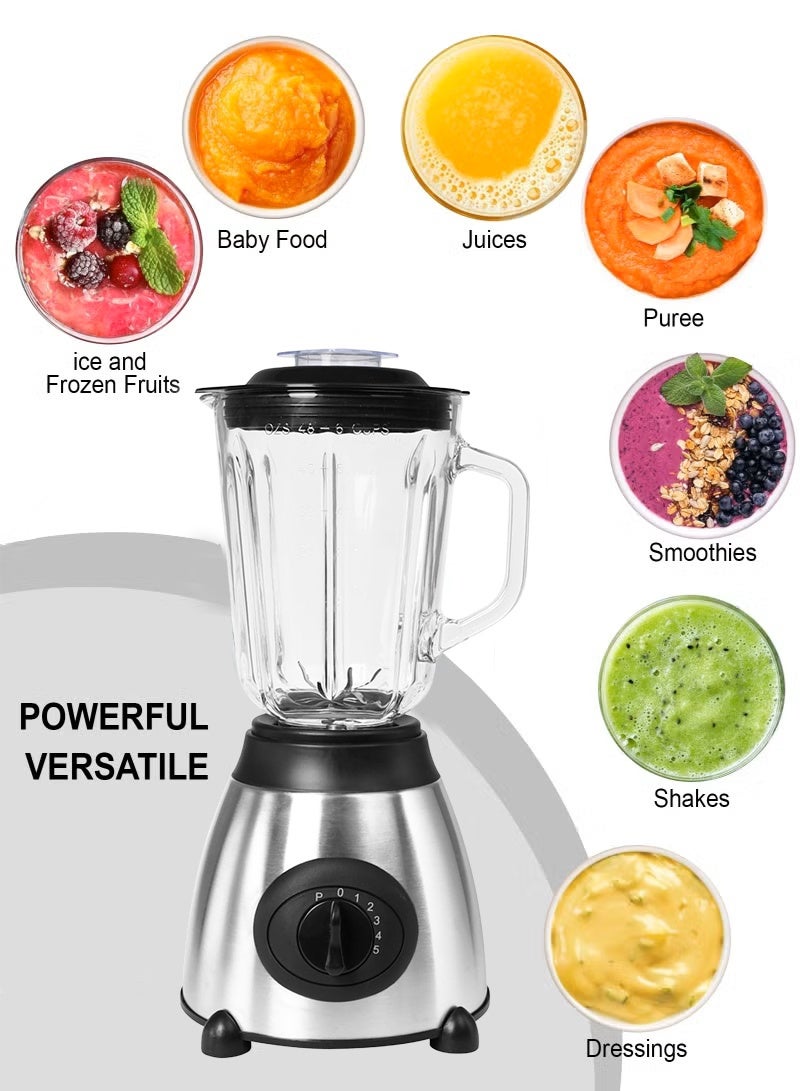 Bolivia's 2-in-1 Electric Blender with Grinder, 1.5L Glass Jar & 300ml Grinding Mill, Stainless Steel Blades, 5-Speed & Pulse Control, 600W Motor, Perfect for Smoothies, Coffee, Herbs, Spices and Nuts - Image 2