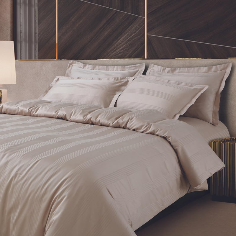 Malako Turin Jacquard Beige 100% Cotton King Size Bedsheet with 2 Pillow Covers - Image 5