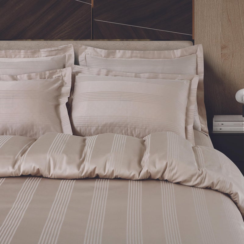 Malako Turin Jacquard Beige 100% Cotton King Size Bedsheet with 2 Pillow Covers - Image 2