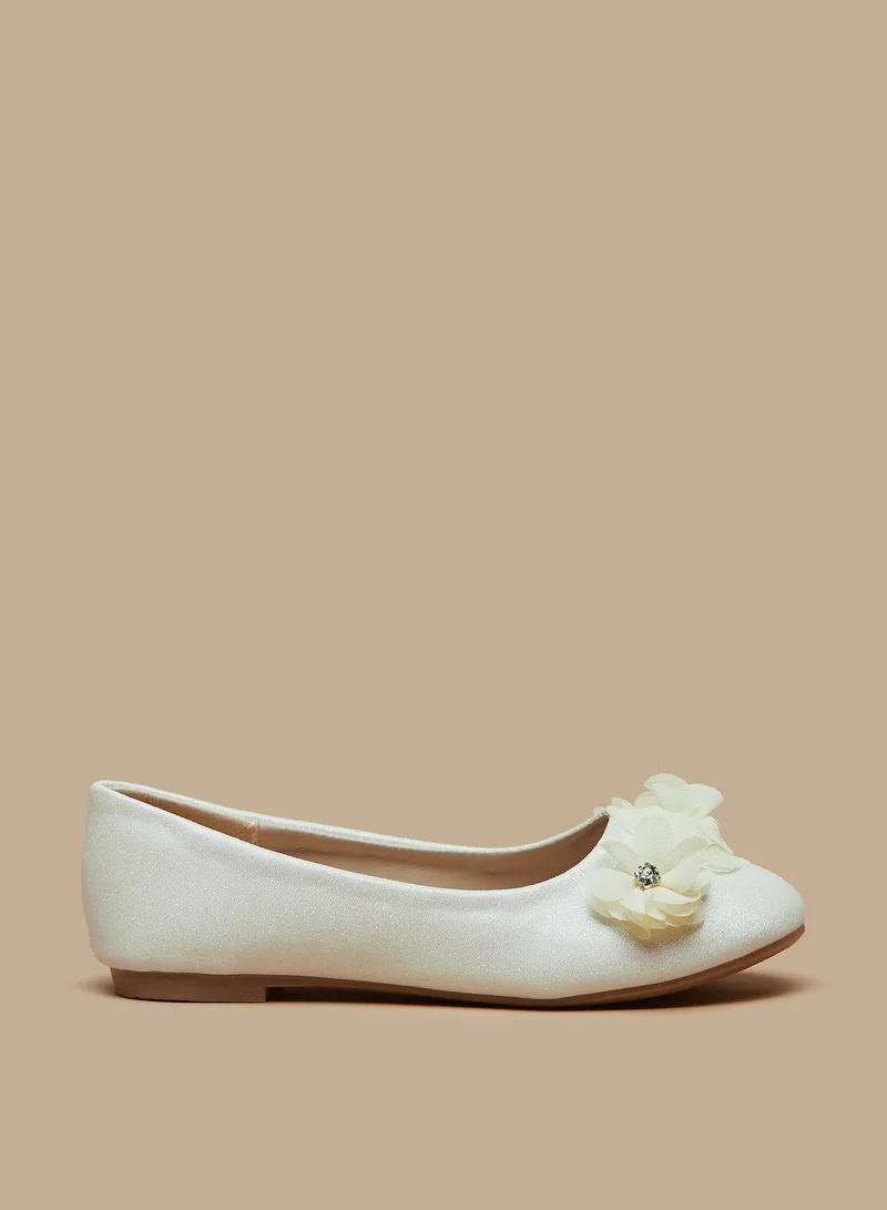 Flora Bella By Shoexpress Girls Floral Accented Slip On Ballerina Shoes Ramadan Collection