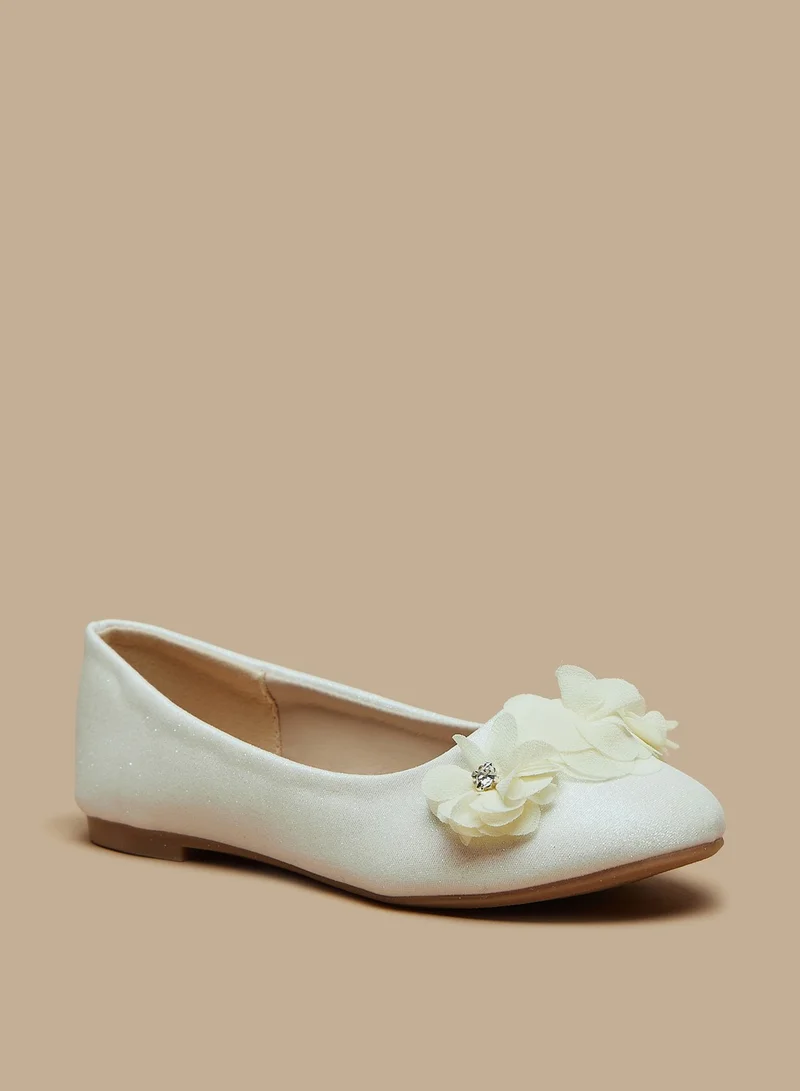 Flora Bella By Shoexpress Girls Floral Accented Slip On Ballerina Shoes Ramadan Collection