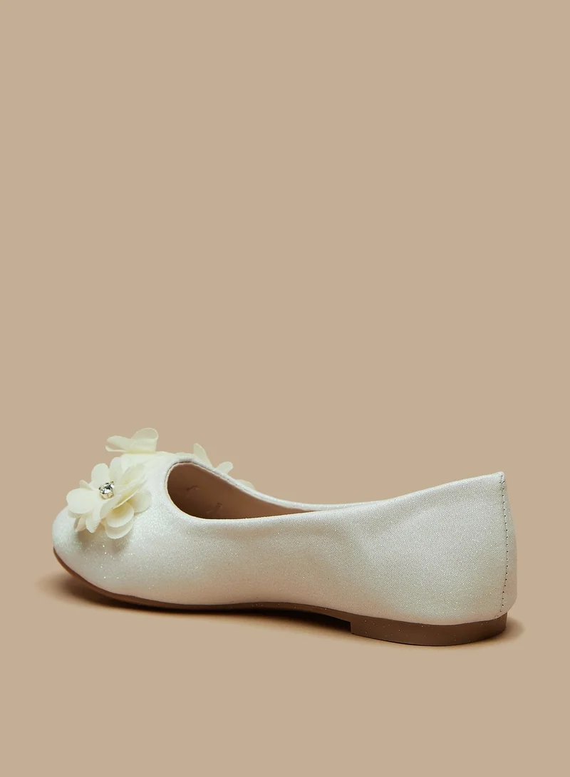 Flora Bella By Shoexpress Girls Floral Accented Slip On Ballerina Shoes Ramadan Collection
