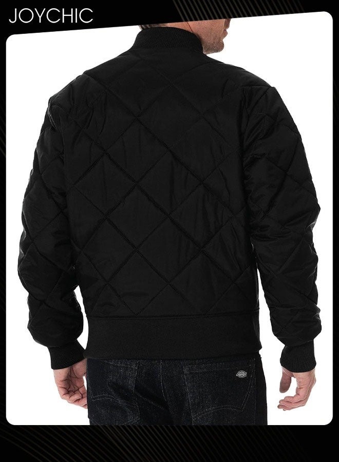 Joychic Autumn and Winter Men Korean Style Stand-up Collar Thermal Zipper Jacket Trendy Casual Cotton Warm Coat Outdoor Windproof Black  - Image 2