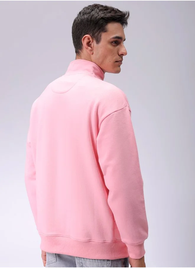 شركة المرآب الهندية Men Relaxed Fit Solid High neck Overhead High Neck Sweatshirt