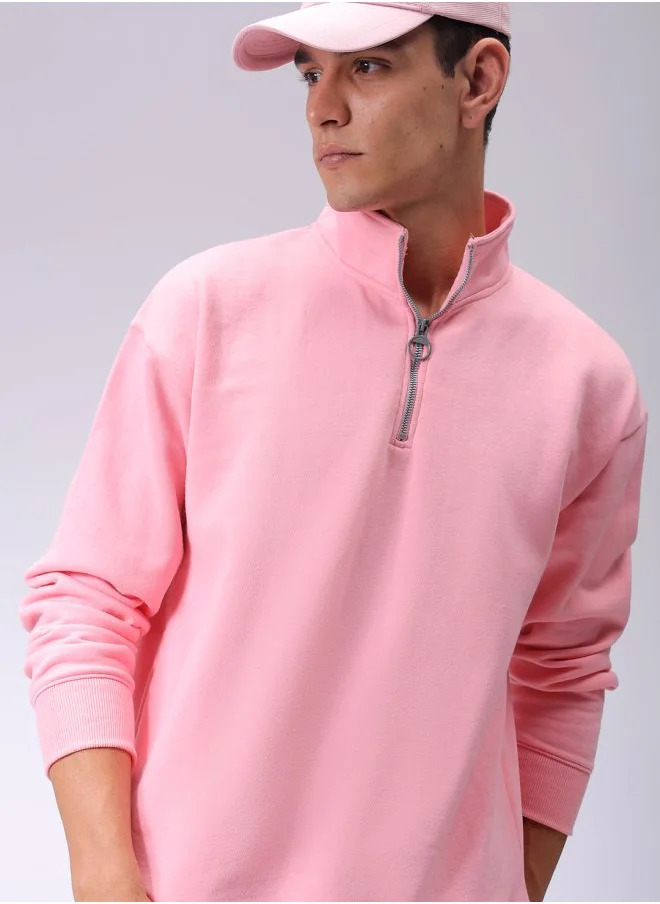 شركة المرآب الهندية Men Relaxed Fit Solid High neck Overhead High Neck Sweatshirt
