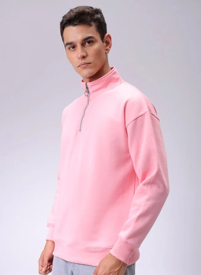 شركة المرآب الهندية Men Relaxed Fit Solid High neck Overhead High Neck Sweatshirt
