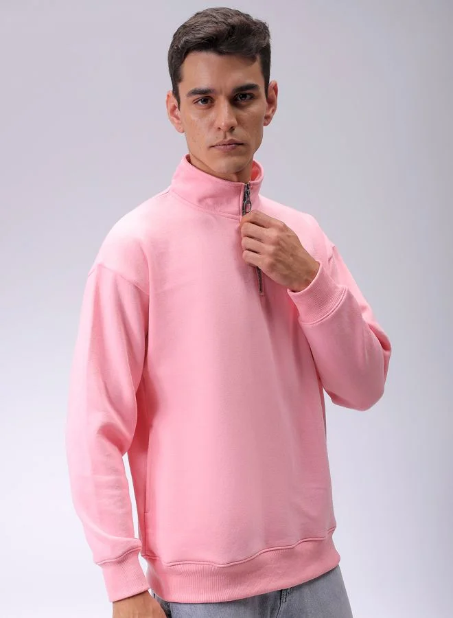 شركة المرآب الهندية Men Relaxed Fit Solid High neck Overhead High Neck Sweatshirt
