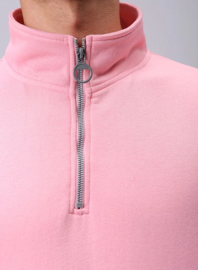 شركة المرآب الهندية Men Relaxed Fit Solid High neck Overhead High Neck Sweatshirt