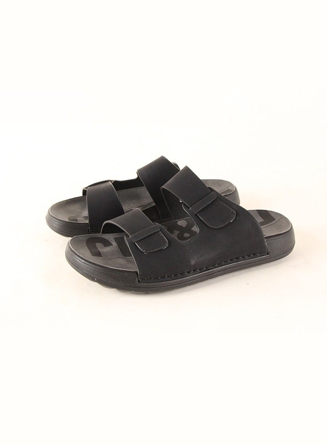 BOTELI 40-45 Big Size Men's Black Velcro Slide Sandals - Soft Comfort Sole For Daily Casual & Outdoor Wear  - Image 2