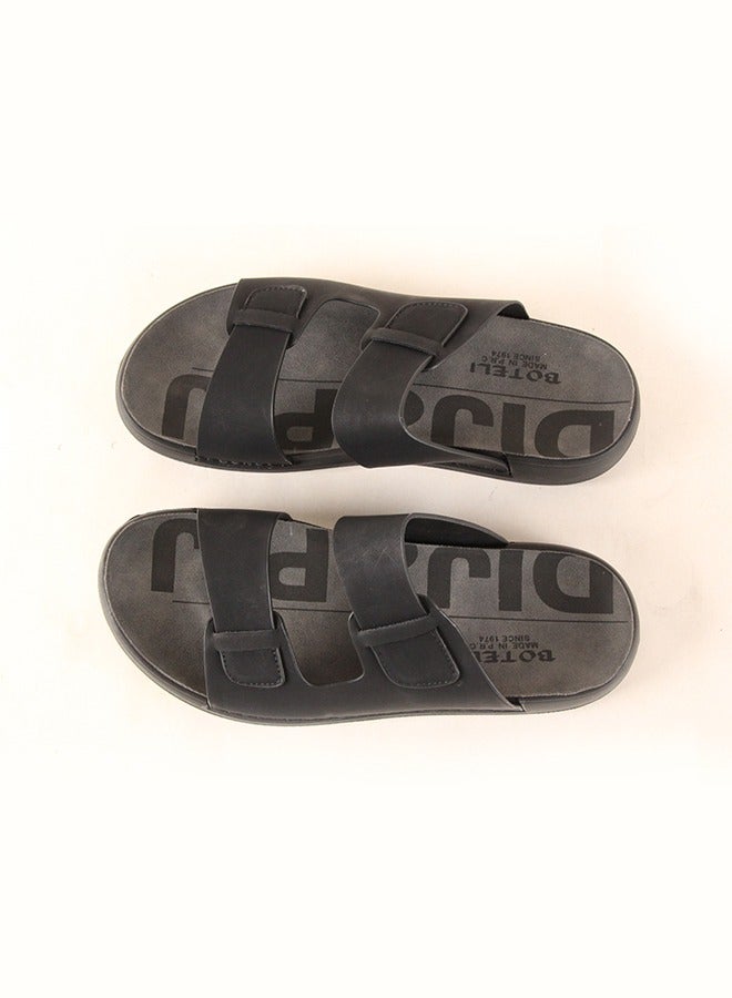 BOTELI 40-45 Big Size Men's Black Velcro Slide Sandals - Soft Comfort Sole For Daily Casual & Outdoor Wear  - Image 3