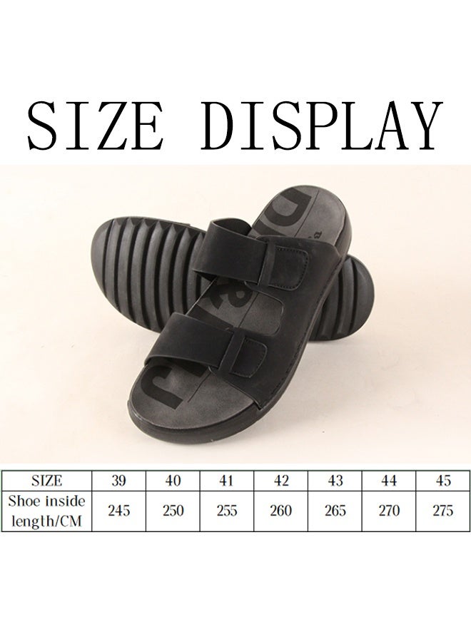 BOTELI 40-45 Big Size Men's Black Velcro Slide Sandals - Soft Comfort Sole For Daily Casual & Outdoor Wear - Image 5