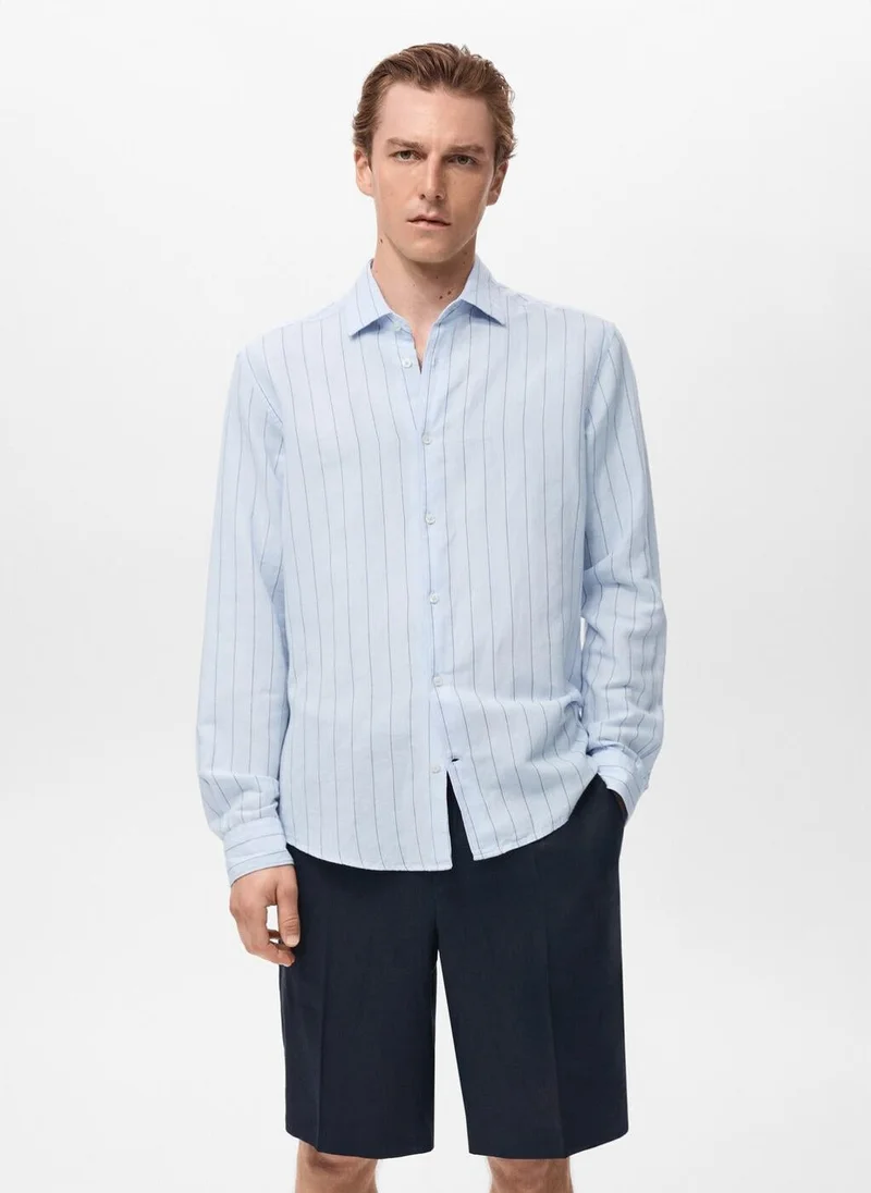 Mango Man Linen pinstripe shirt