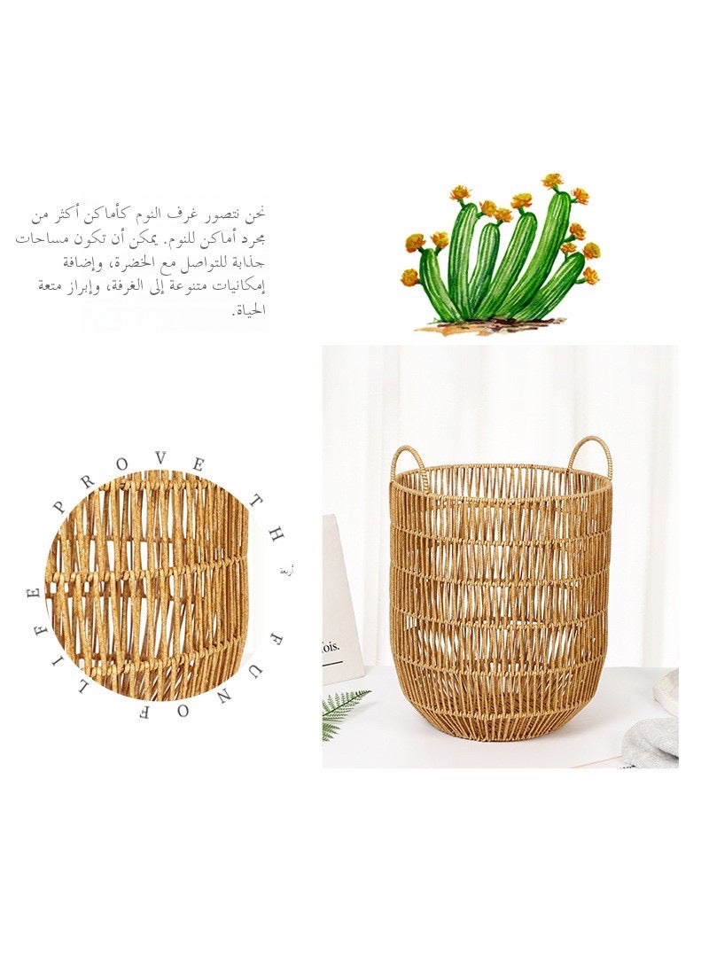 Dirty Clothes Basket Laundry Basket Clothes Storage Basket Household Clothes Basket Clothes Imitation Rattan Basket Dirty Clothes Basket Storage Artifact - Image 4