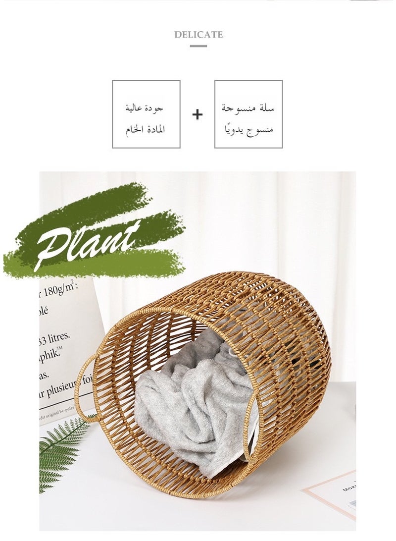 Dirty Clothes Basket Laundry Basket Clothes Storage Basket Household Clothes Basket Clothes Imitation Rattan Basket Dirty Clothes Basket Storage Artifact - Image 3