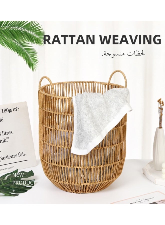 Dirty Clothes Basket Laundry Basket Clothes Storage Basket Household Clothes Basket Clothes Imitation Rattan Basket Dirty Clothes Basket Storage Artifact - Image 2